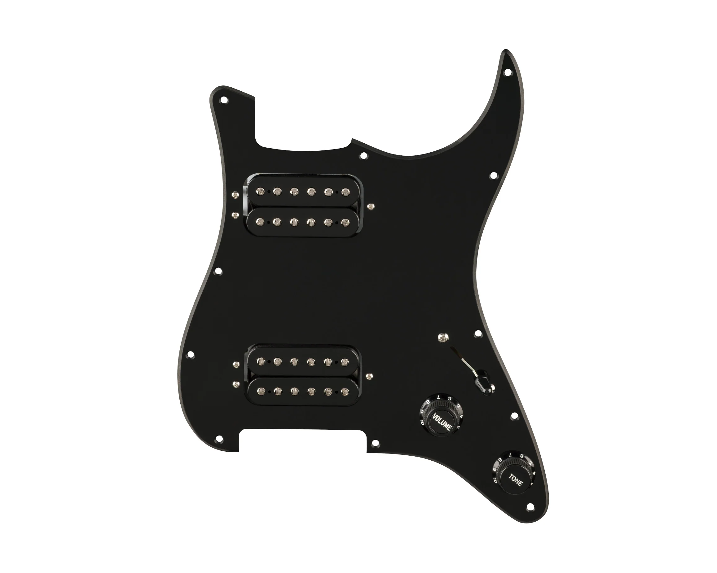 Fender Pre-Wired Strat Pickguard Quadra Tap HH 11 Hole PG - Black