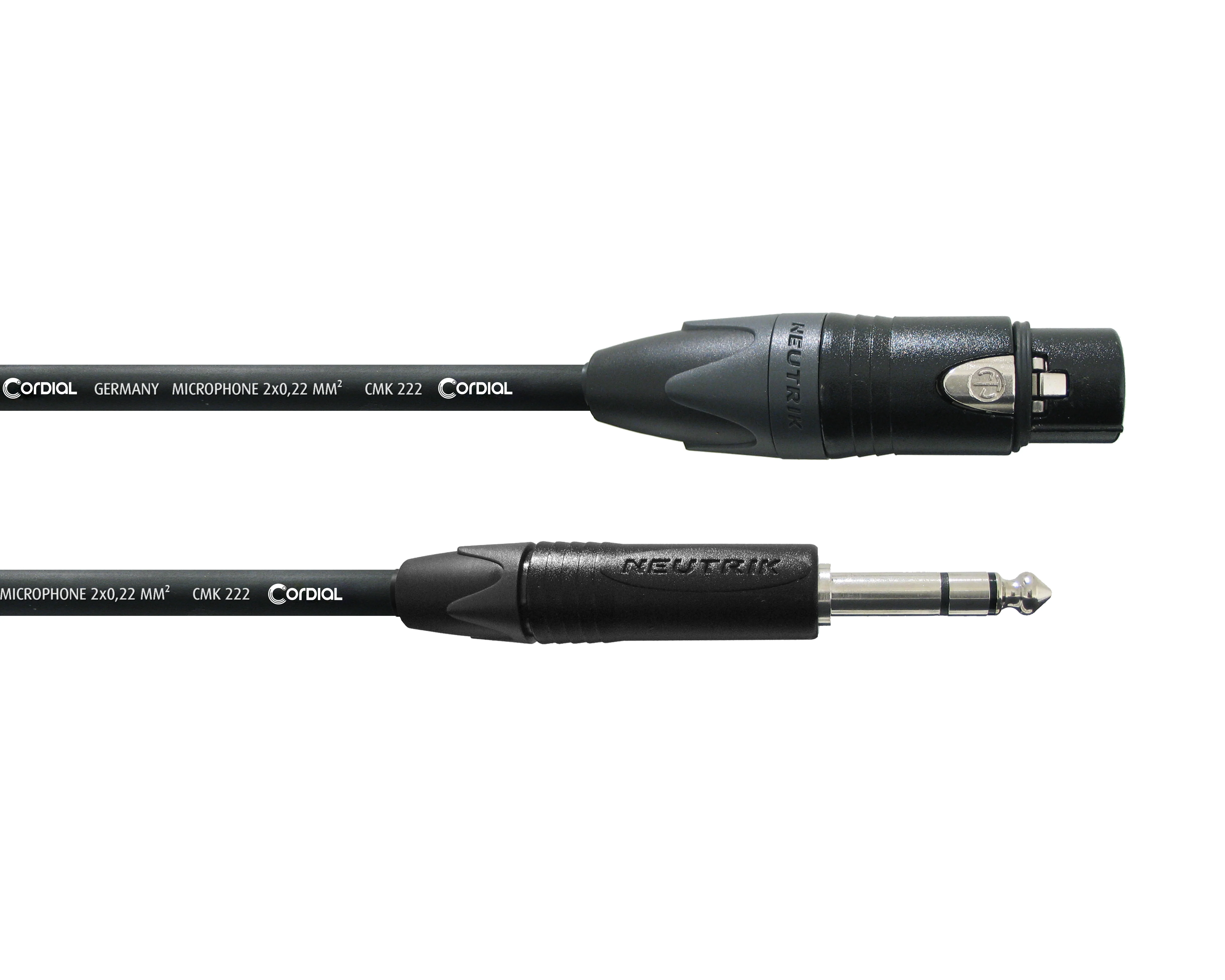 Cordial Select NEUTRIK XLR female to 6.3mm Stereo Black (2.5m)