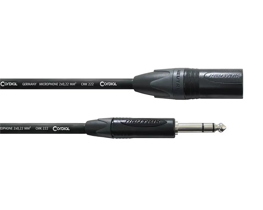 Cordial Select NEUTRIK XLR male to 6.3mm Stereo Black (2.5m)