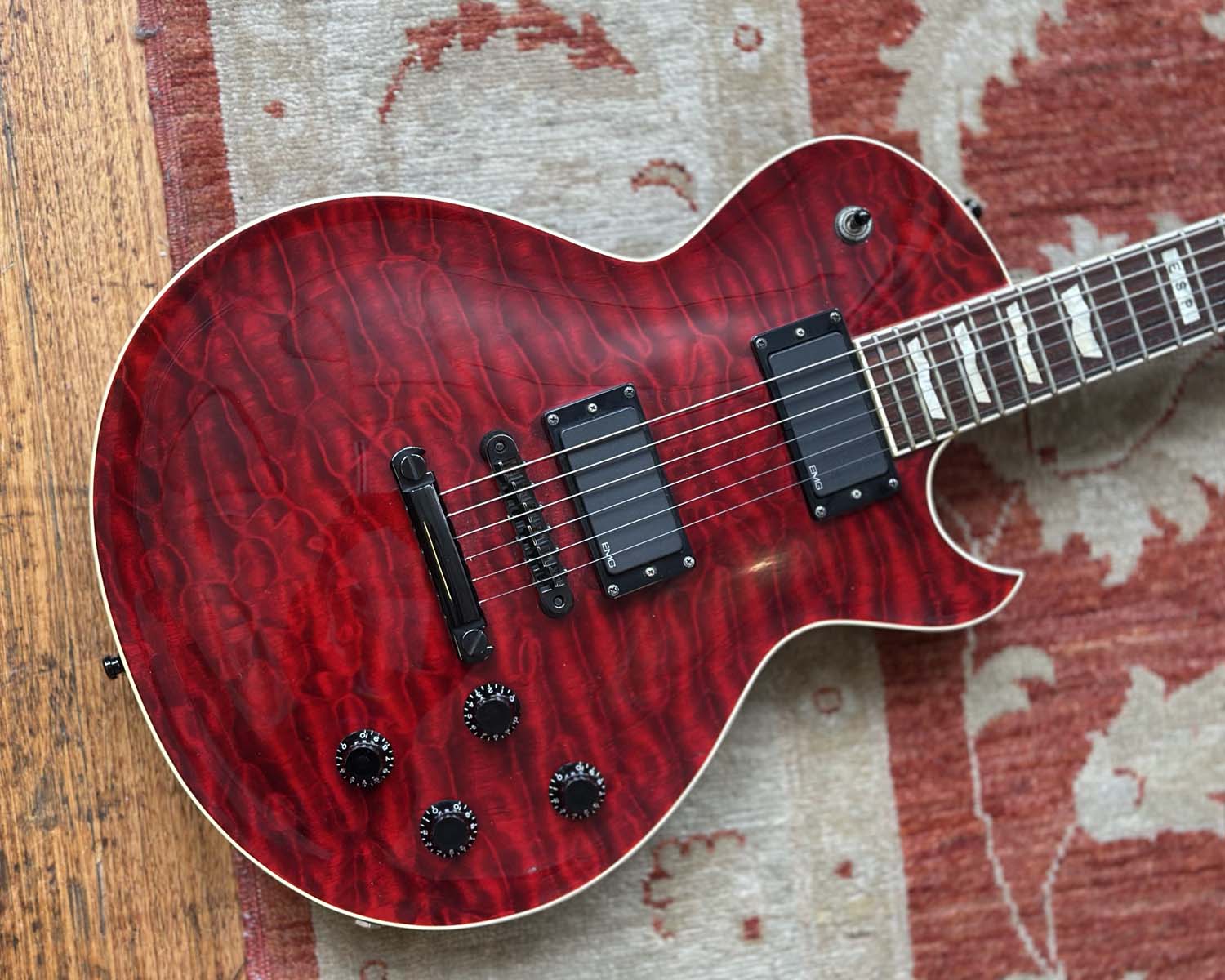 2003 ESP Eclipse II Standard Series QM (4-Knob) w/ OHSC - See-Thru Black Cherry