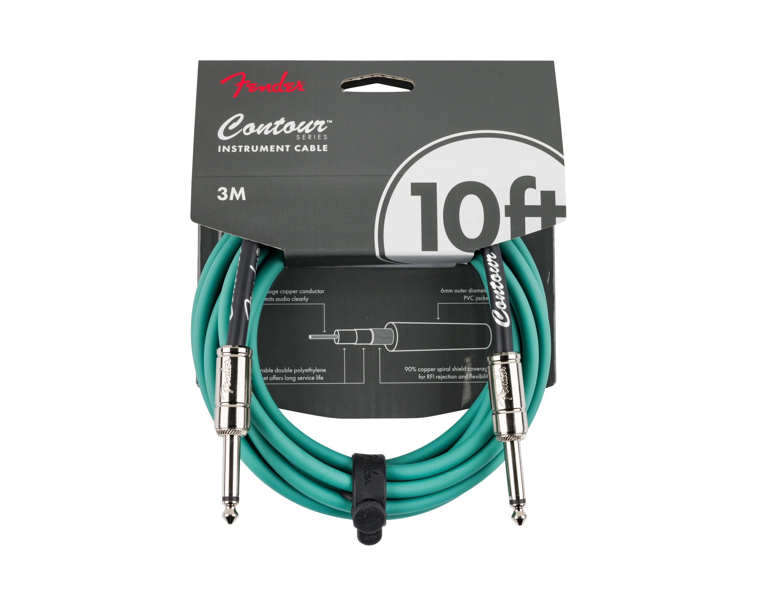 Fender Contour Instrument Cable Sherwood Green 10'