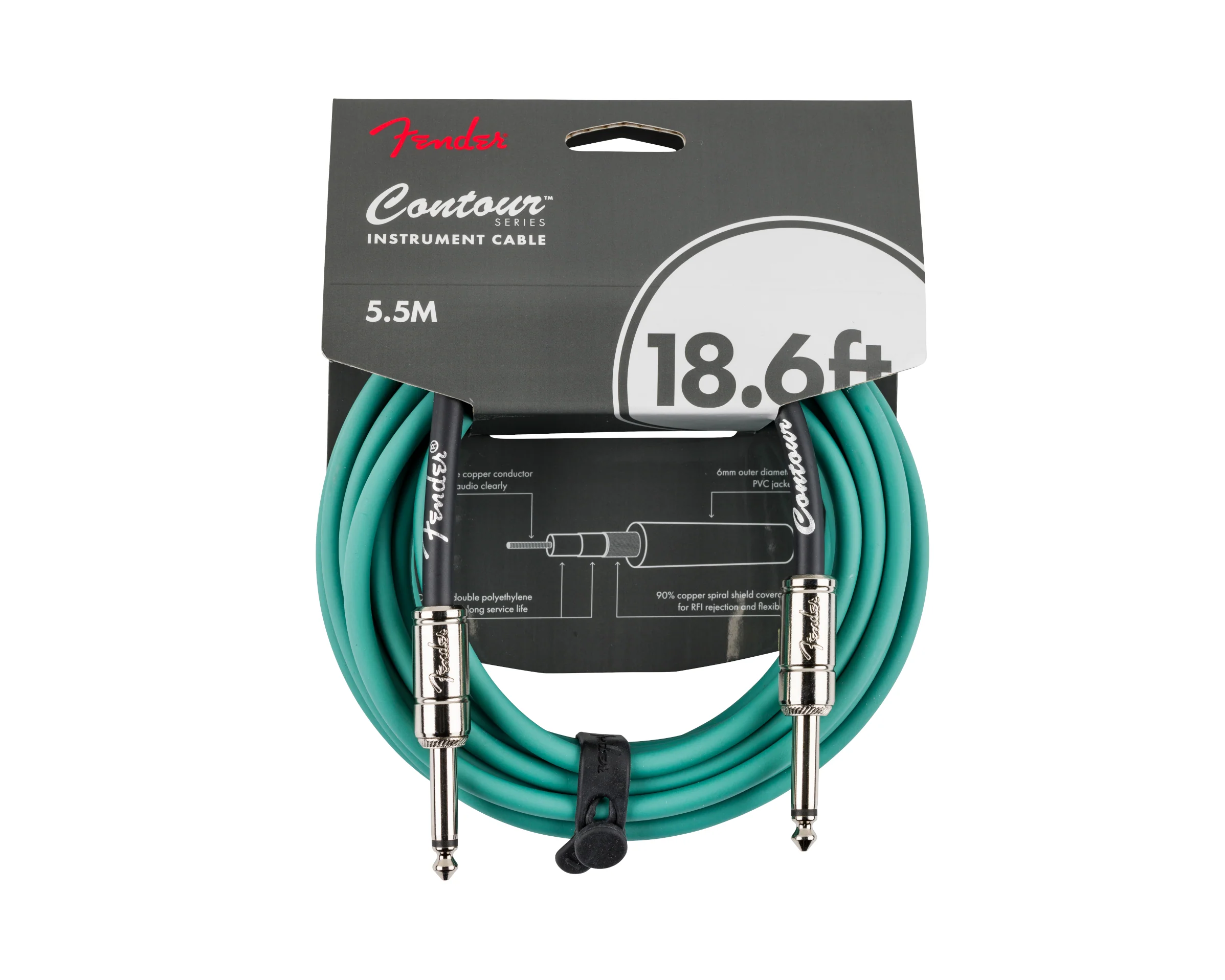 Fender Contour Instrument Cable Sherwood Green 18.6'