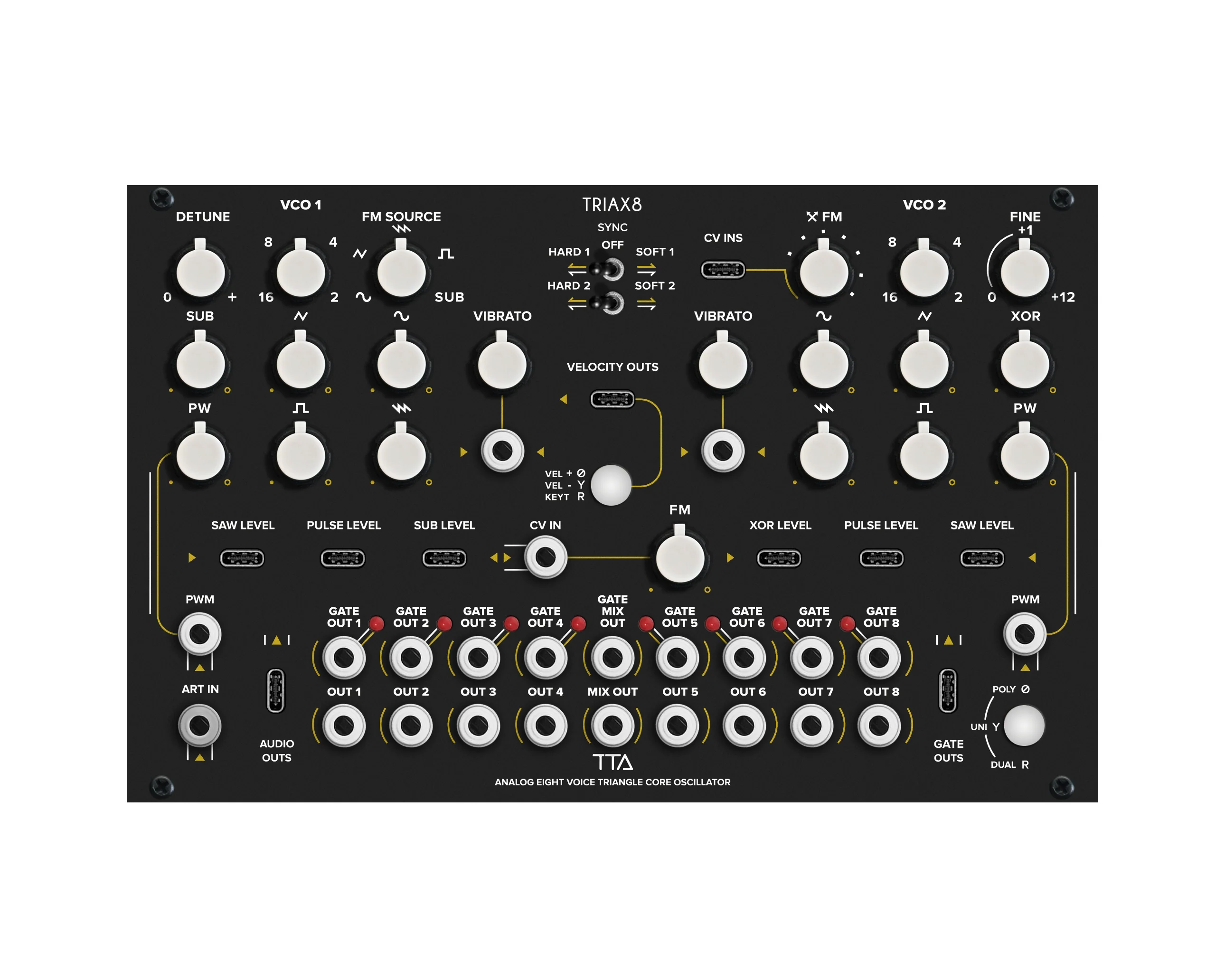 Tiptop Audio Triax8 Analog Eight-Voice Triangle Core Oscillator