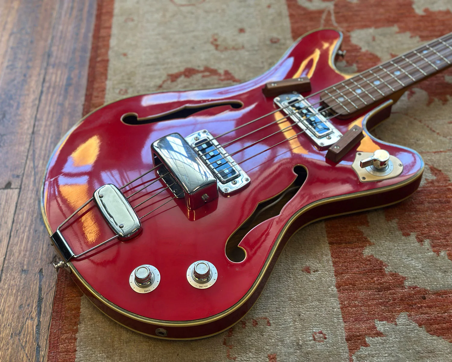 1966 Teisco EP-200B Del Rey Thinline Hollowbody Bass - Image 8