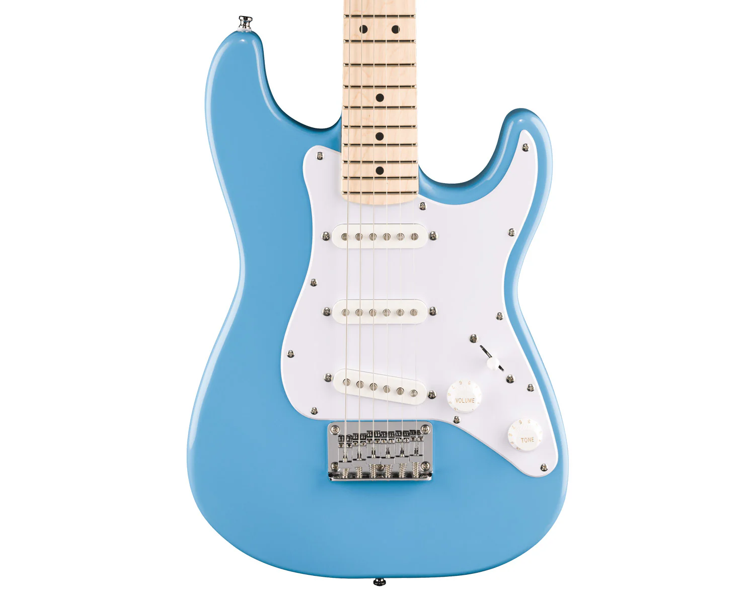 Fender Squier Mini Stratocaster, Maple Fingerboard, White Pickguard, California Blue