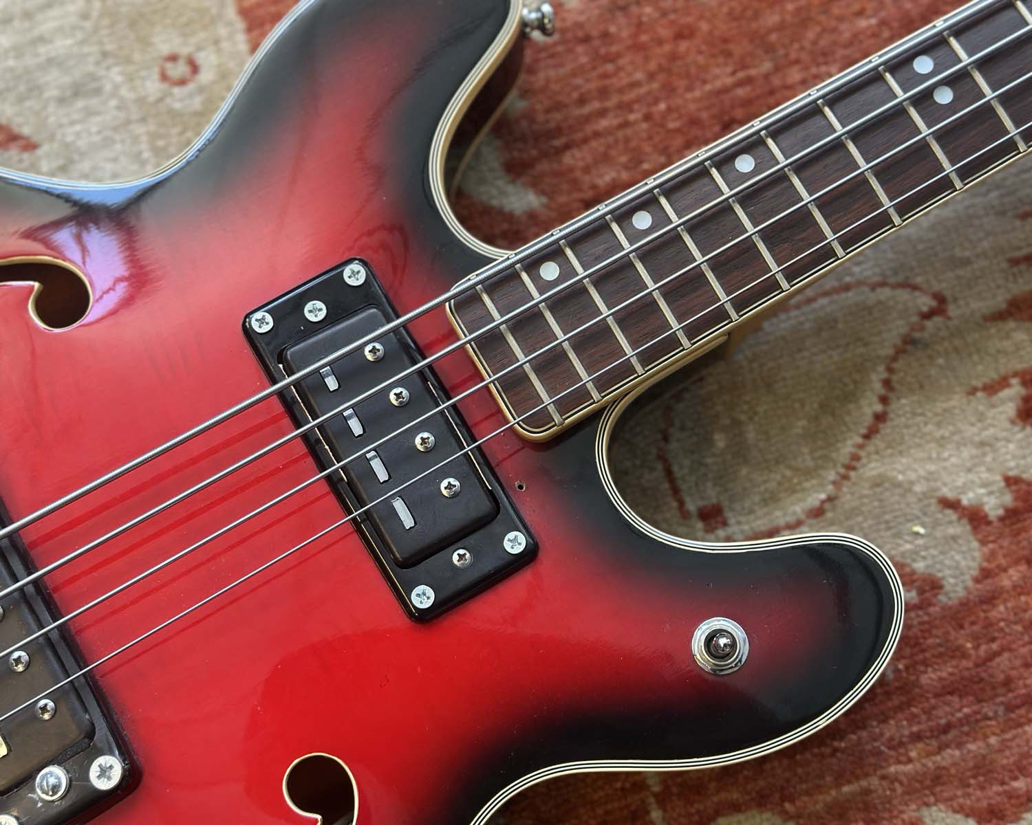 Univox Coily Semi-Hollow Electric Bass w/ Hiscox Case - Image 8