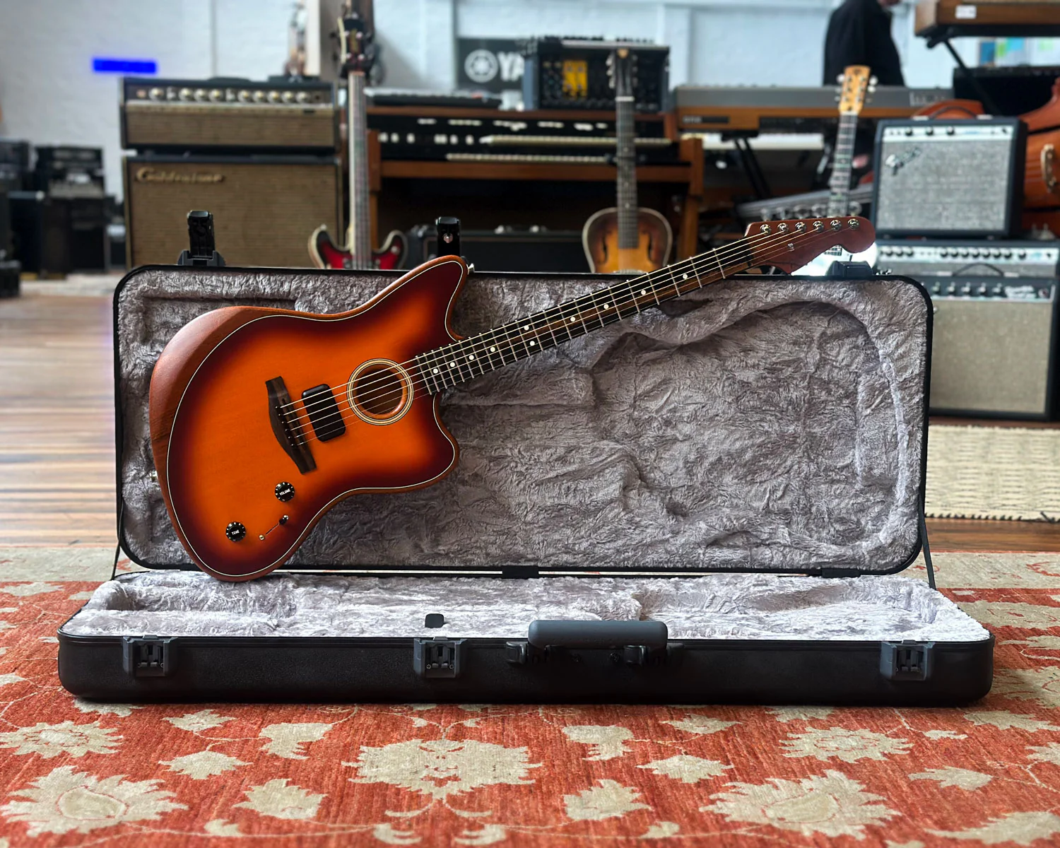 Fender American Acoustasonic Jazzmaster - Tobacco Sunburst - Image 16