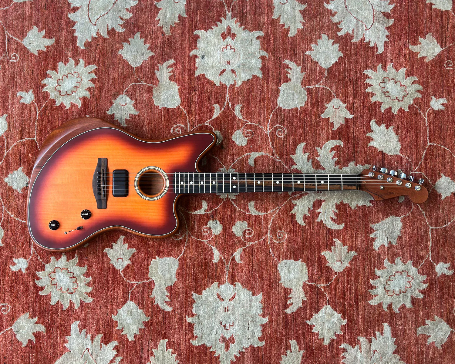 Fender American Acoustasonic Jazzmaster - Tobacco Sunburst - Image 3