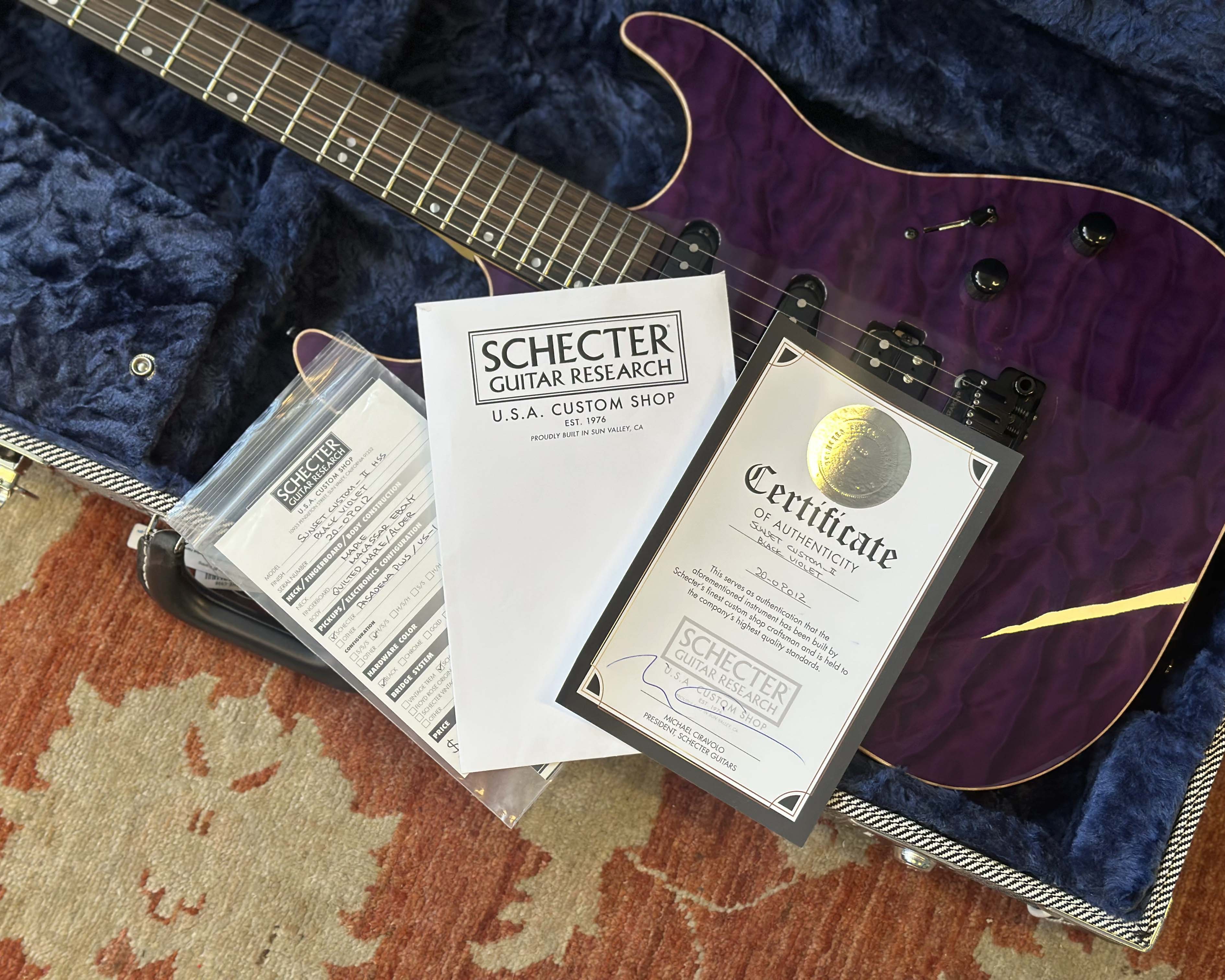 Schecter USA Custom Shop Sunset Custom II - Black Violet w/ OHSC & Paperwork - Image 11
