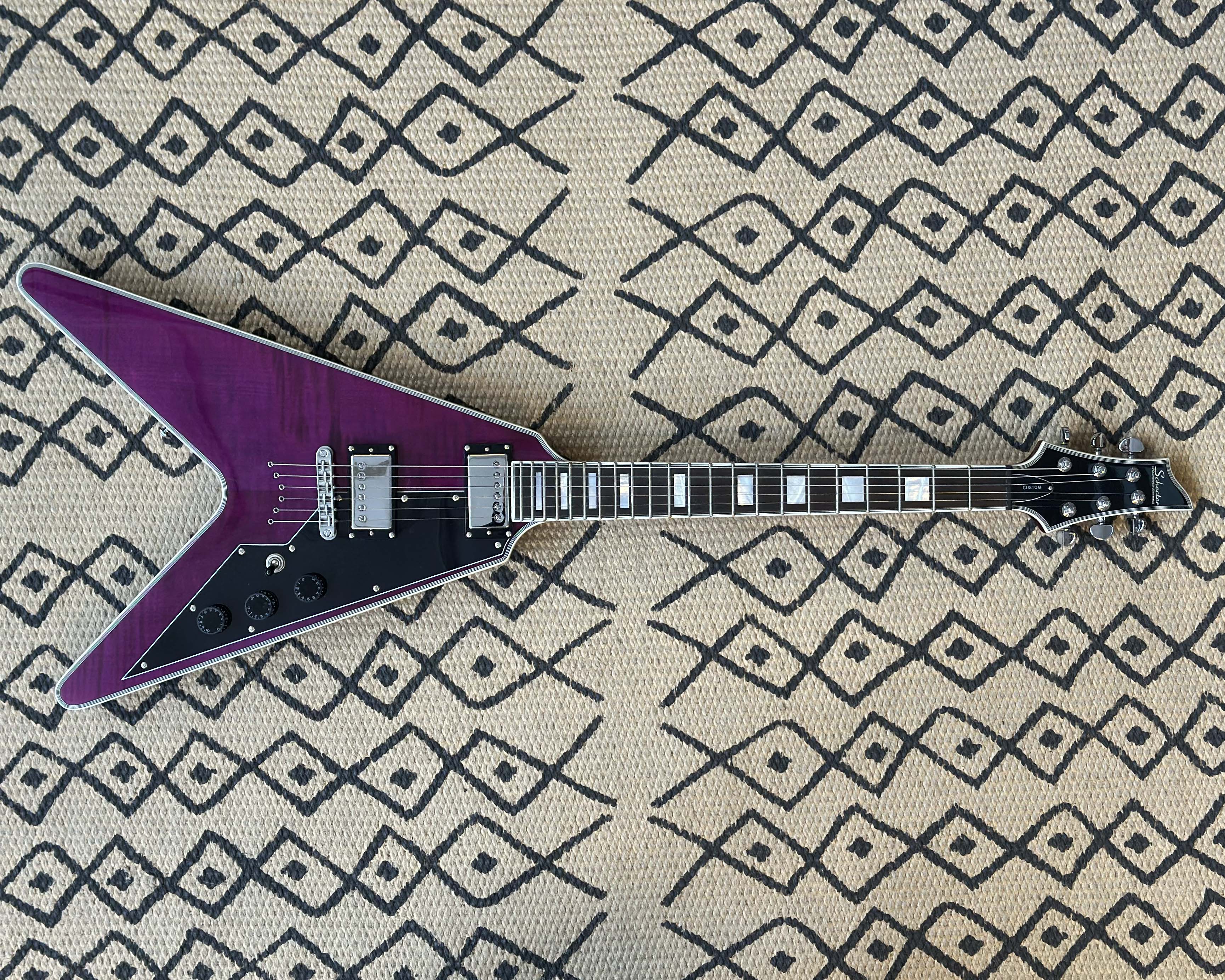 Schecter V-1 Custom - Transparent Purple w/ SKB Semi-HSC - Image 3