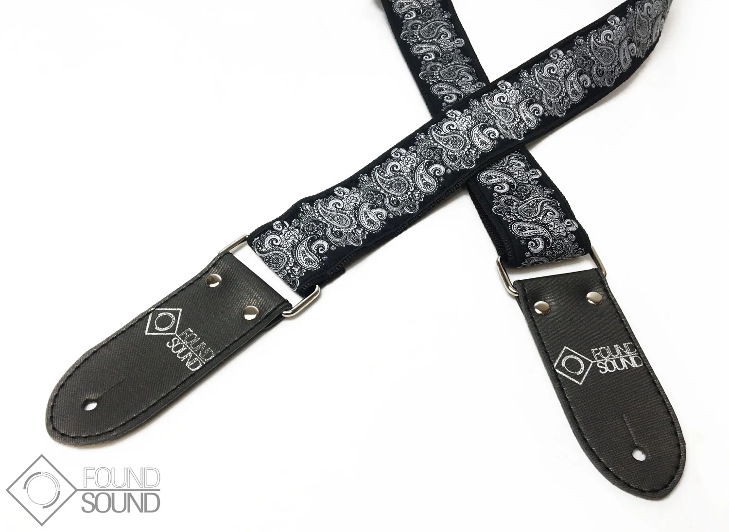 Jacquard Weave Black Paisley Guitar Strap