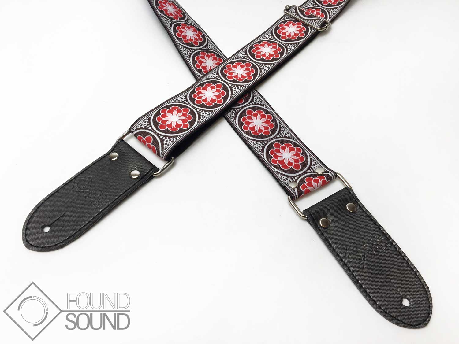 DSL Jacquard Weave Flower Red Guitar Strap