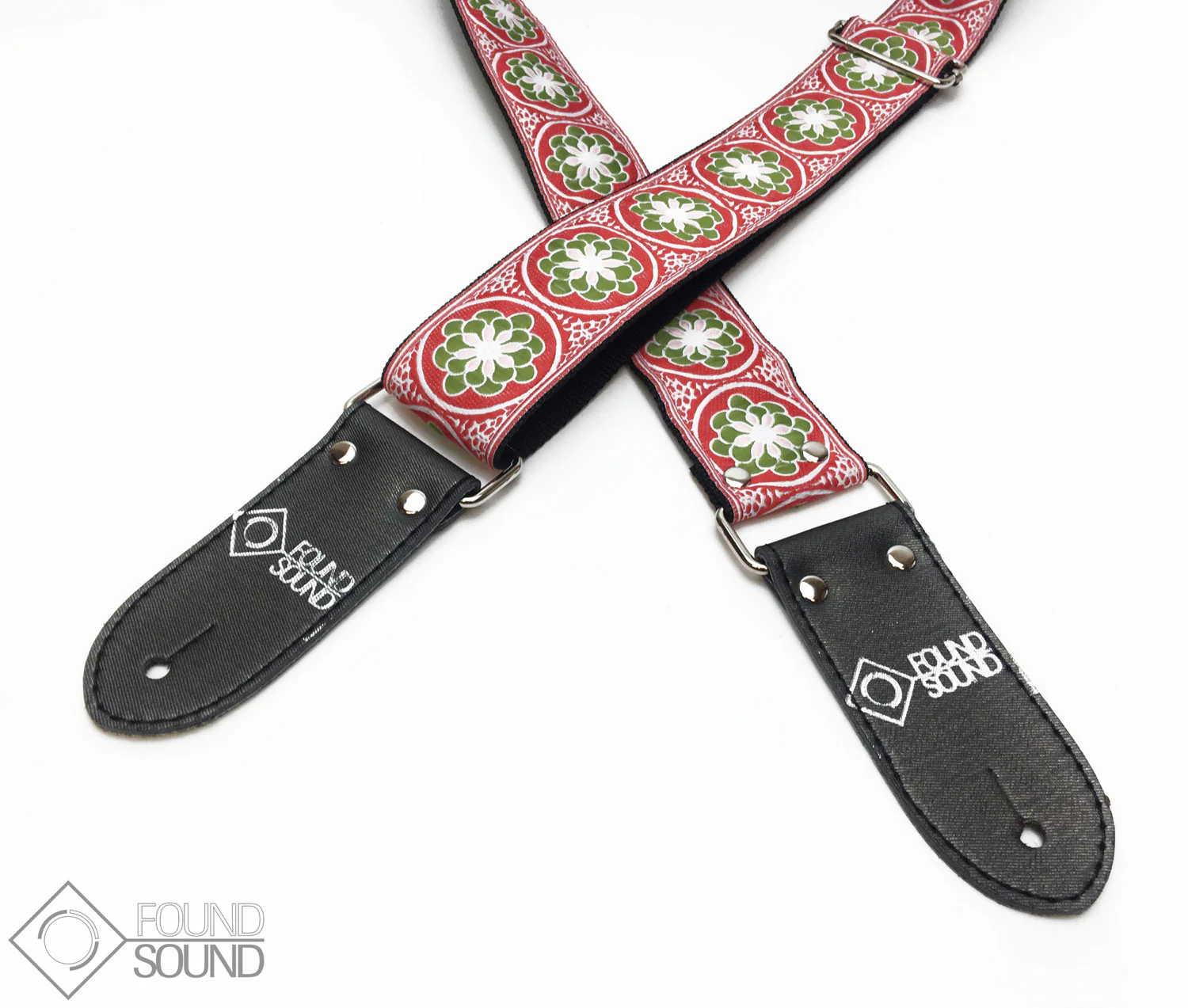 DSL Jacquard Weave Flower Green Guitar Strap