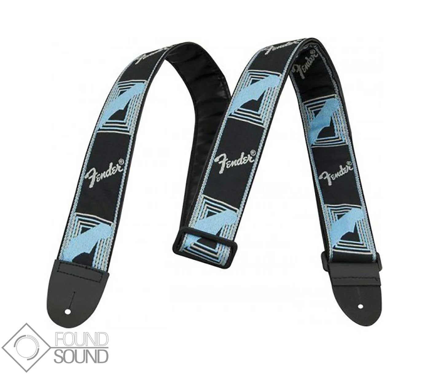 Fender Monogrammed Strap Black/Light Grey/ Blue