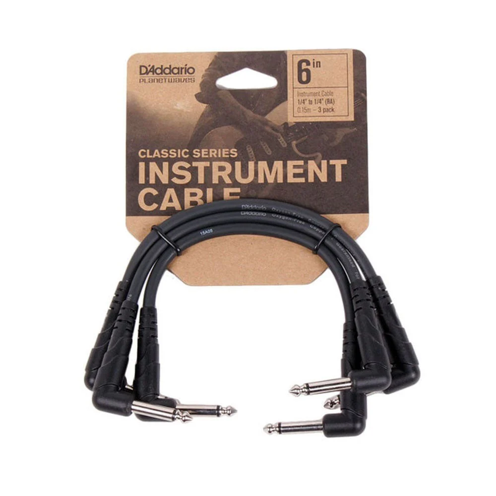 D'Addario Planet Waves Classic Series Patch Cable - 3 Pack Right Angle