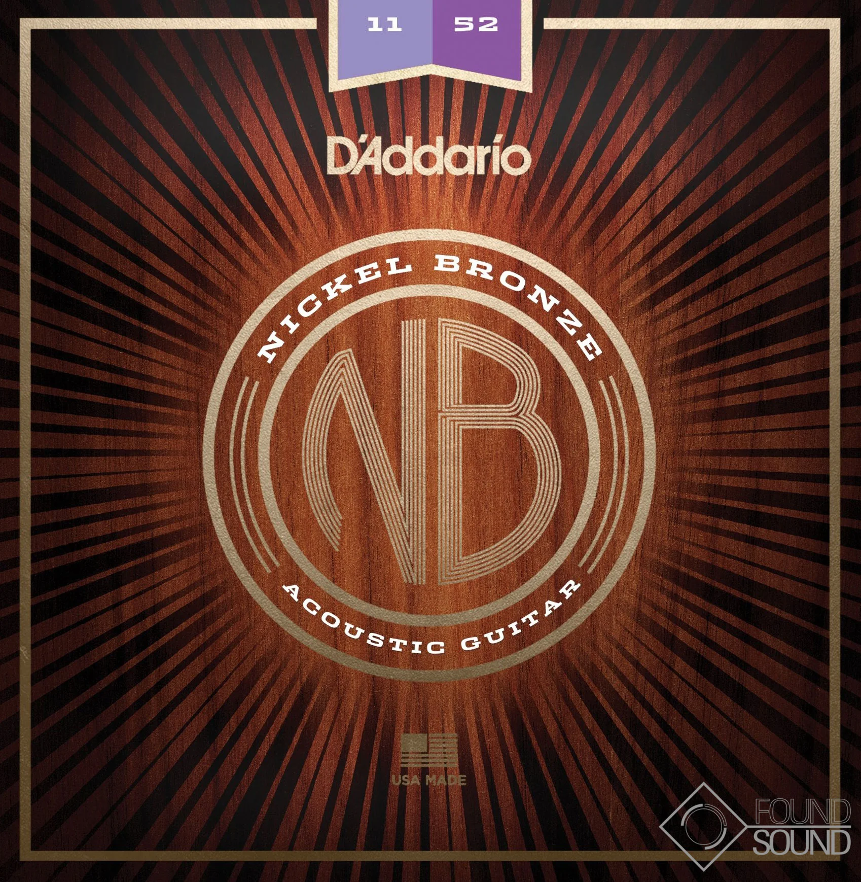 D'Addario NB1152 Nickel Bronze Acoustic Guitar Strings Custom Light 11-52