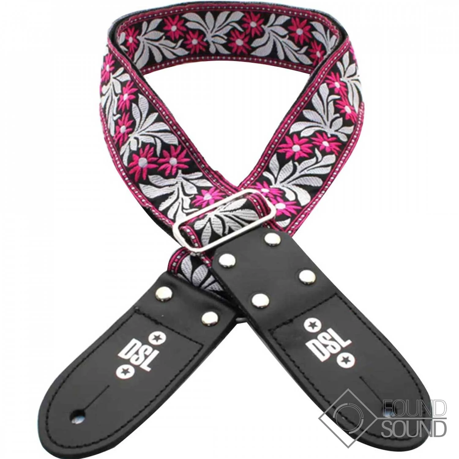 DSL Jacquard Weave Flower Fuchsia Guitar Strap