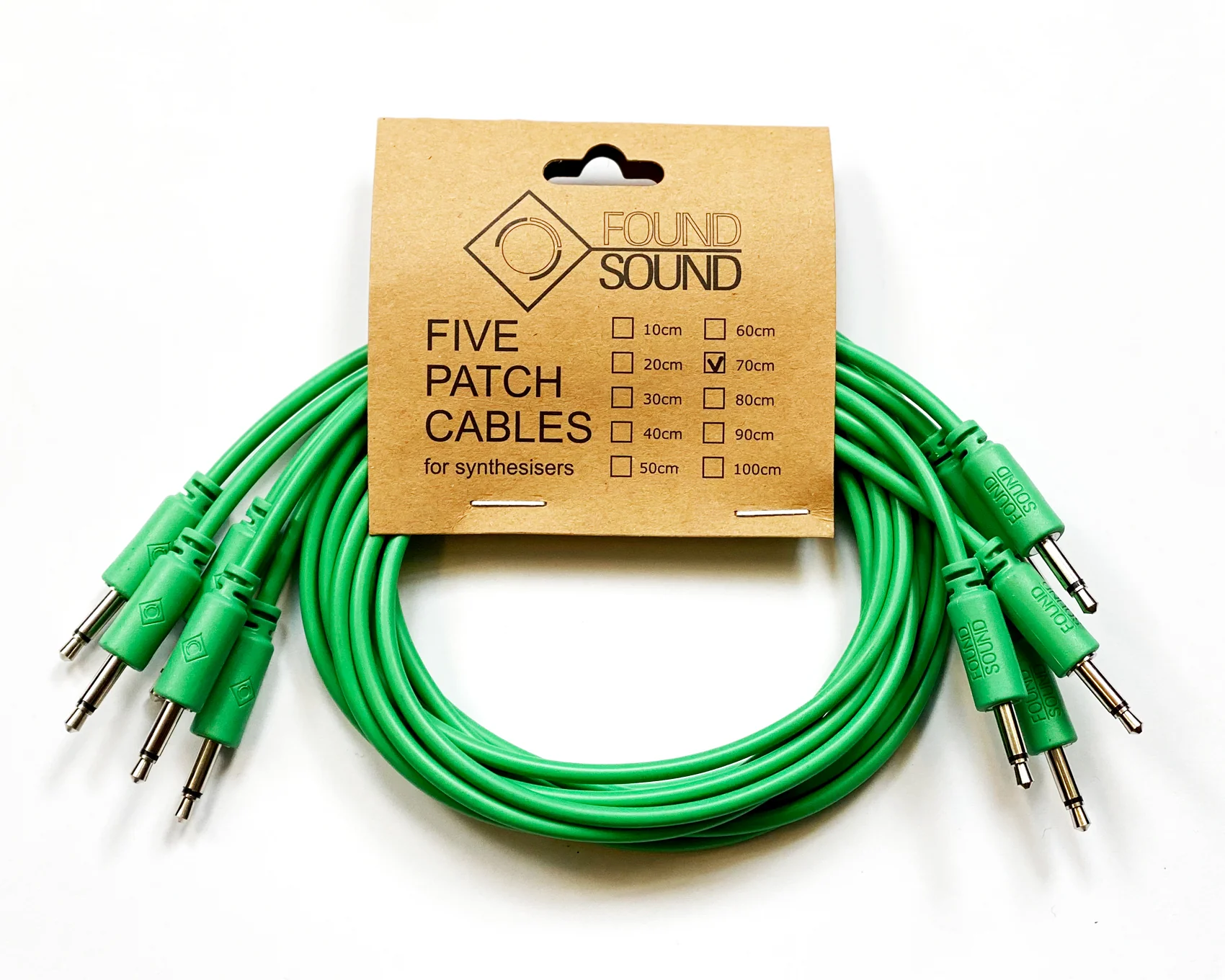 Found Sound 70cm Green Patch Cable x 5